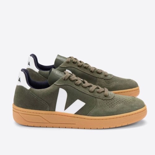 Veja V-10 Suede Mud Miesten Kengät Oliivinvihreä (S65I78)